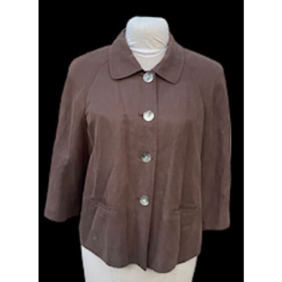 J. Jill Silk Women’s Silk Linen Blend Swing Jacket PM Adjustable Back Tie - Picture 3 of 11